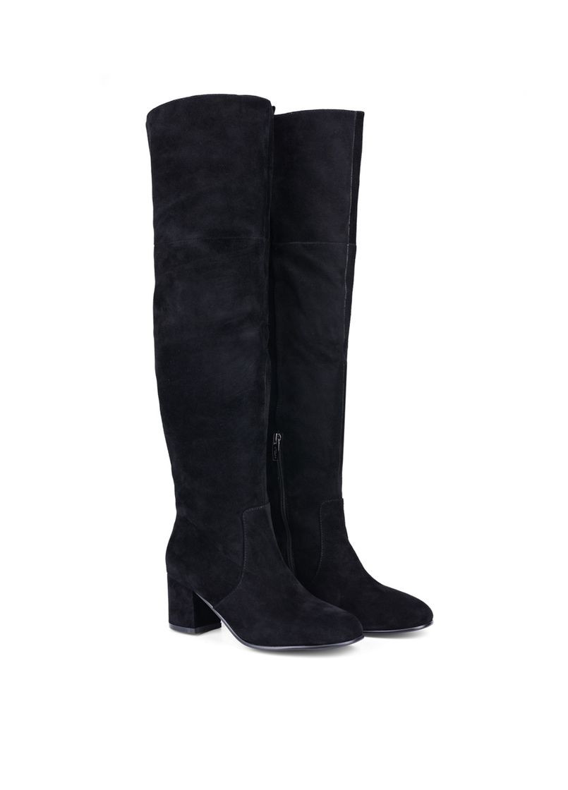 Черные осенние женские ботфорты 3267-2203 черный велюр Attizzare