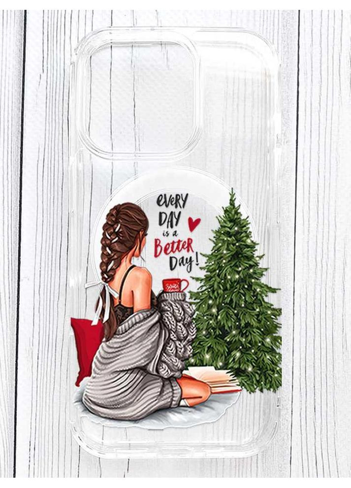 Магнитный чехол на iPhone 16 Pro с поддержкой MagSafe Девушка возле ёлки (принт 186) Silicone Case (362970707)