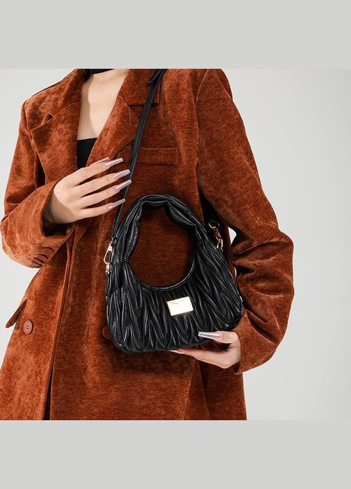 Жіноча сумка 7515 багет крос-боді на ремінці чорна No Brand (326487536)