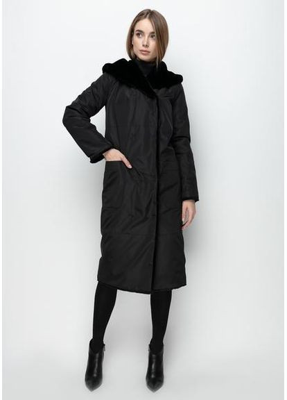 Шуба из эко меха 1100M-C Чорний SAM M Samange (367582182)