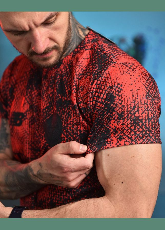 Чоловічий літній костюм Stone Island & New Balance шорти+футболка червоний Freedom (328052184)