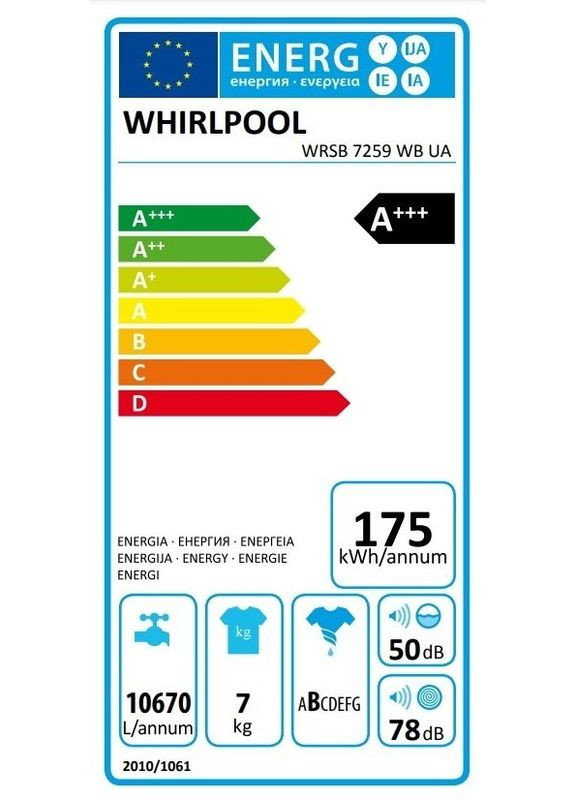 Стиральная машина WRSB 7259 WBUA узкая WHIRLPOOL (339084304)