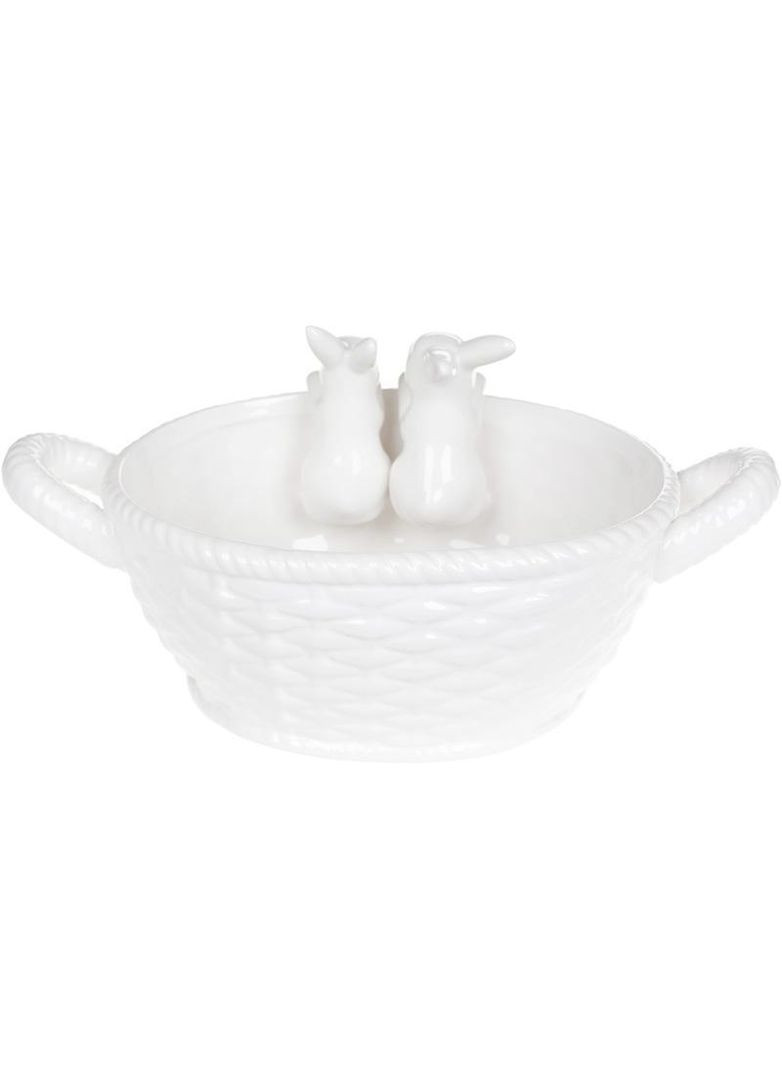 Конфета декоративная "Корзина с кроликами" (фруктовница) 29х18.5х13.5см, белая Bona (339780014)