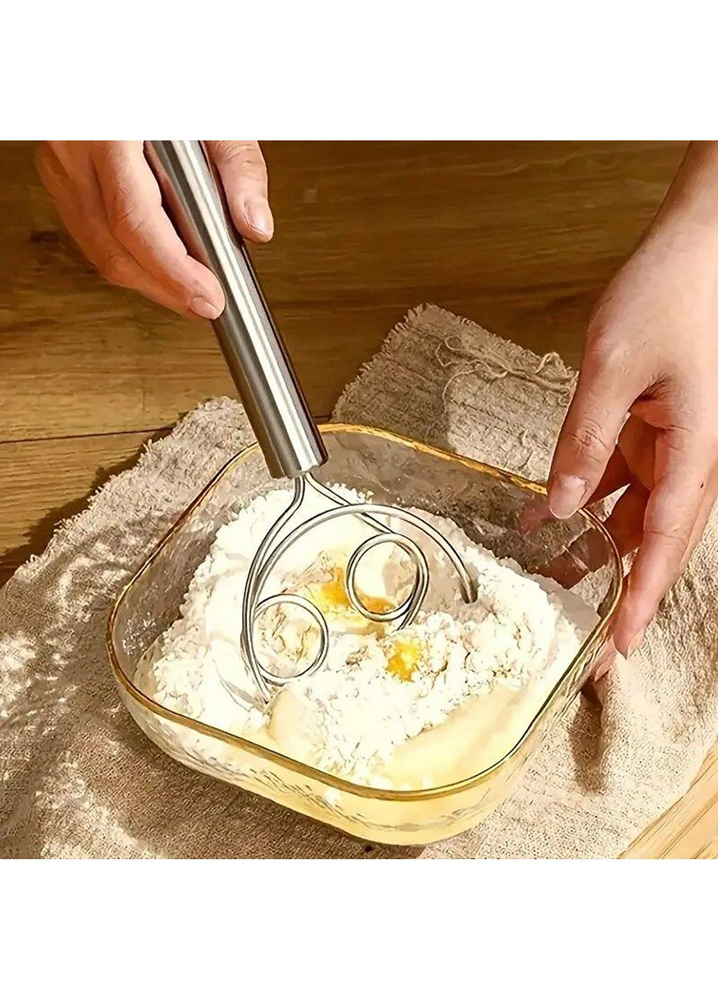 Данський вінчик для змішування тіста з нержавіючої сталі 19 см Kitchen Master (322648373)