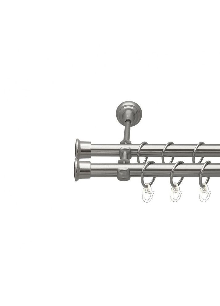 Карниз Дуо металлический двухрядный открытый гладкая труба Нержавеющая сталь 19\19 мм 200 см (00-00016059) ORVIT (300283224)