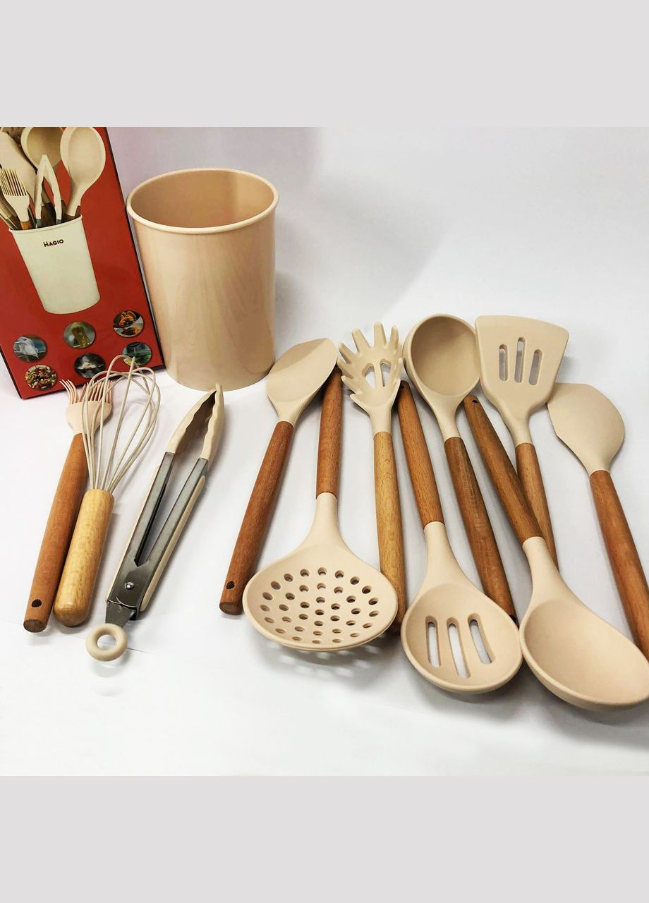 Набор кухонных предметов на подставке MG-1142, Силиконовые аксессуары NH-165 для кухни Magio (349511939)