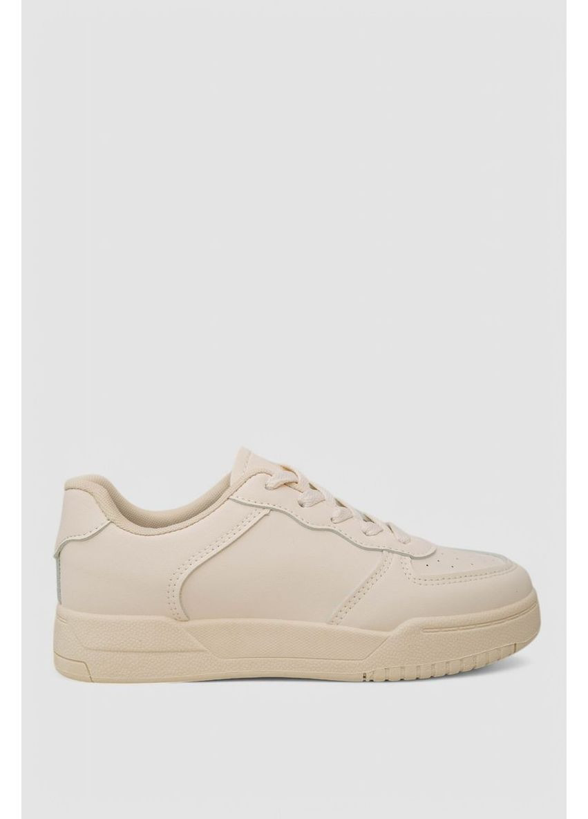 Бежеві кеди жіночі однотонні, колір бежевий, 248rad20 Ager