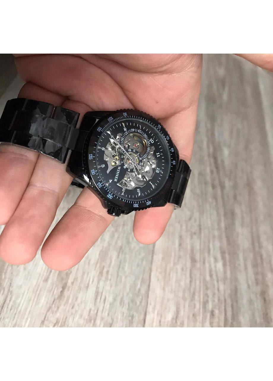 Оригінальний чоловічий наручний годинник механічний чорний сталевий стрілочний годинник для чоловіків аналоговий годинник Winner (363135682)