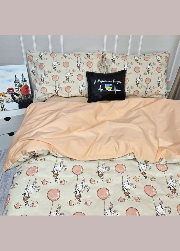 Постільна білизна Персиковий зайчик Ранфорс Підліткове на резинці MERISET (306740153)