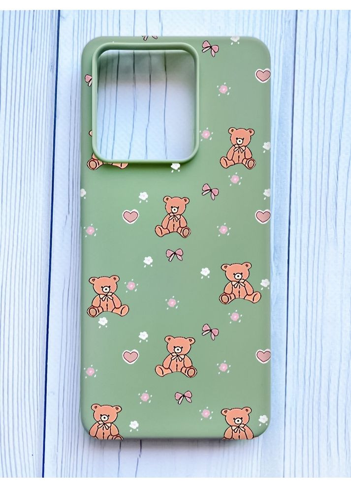 Матовий оливковий чохол на Xiaomi Redmi Note 13 5G Медвежата (принт 418) Creative (361111859)