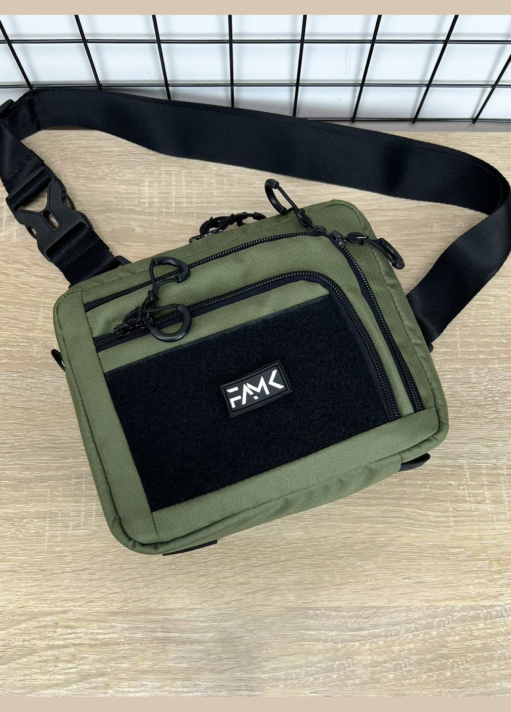 Сумка трансформер 3в1 (сумка через плече, нагрудна - слінг, бананка) для чоловіків та жінок, Хакі Famk (328294830)