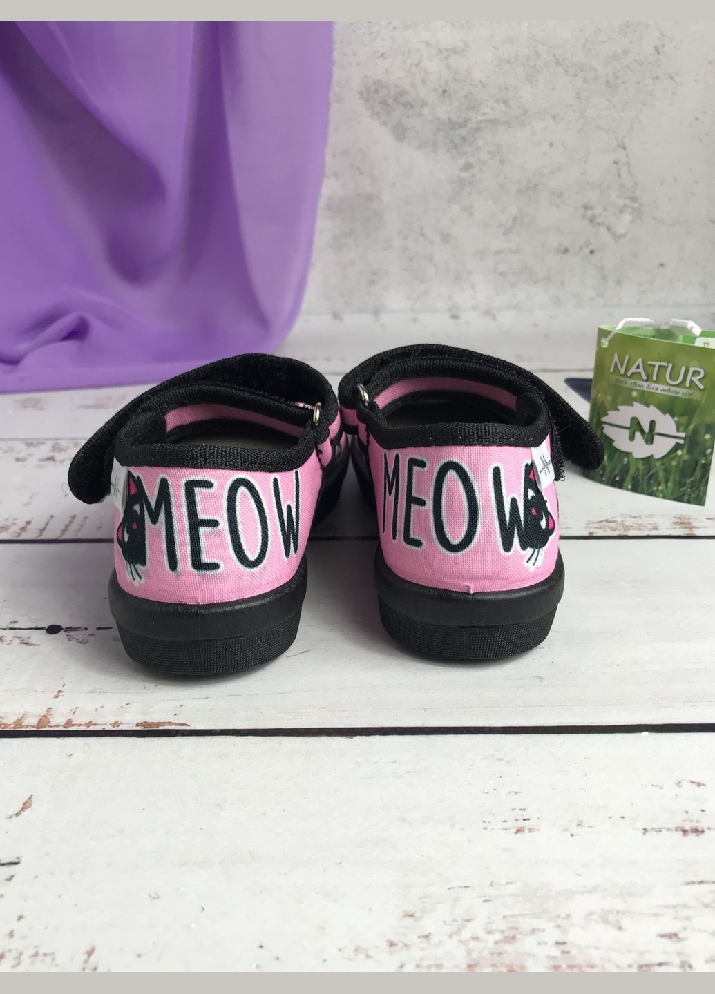 Капці дитячі текстильні для дівчинки Чорно-рожевий (271) Natur (340113387)