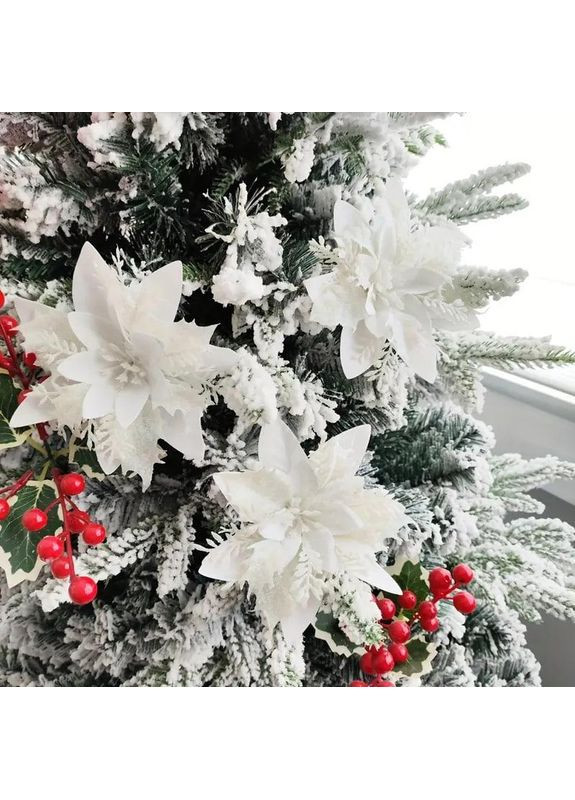 Трехслойный рождественский цветок на елку, рождественский декор - ширина 14 см. Белый No Brand (370161653)