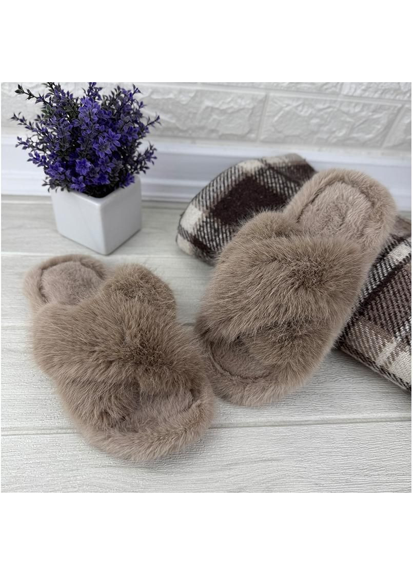 Тапочки кімнатні жіночі пухнасті Е-0080136-3 Коричневі Sanlin (341676140)