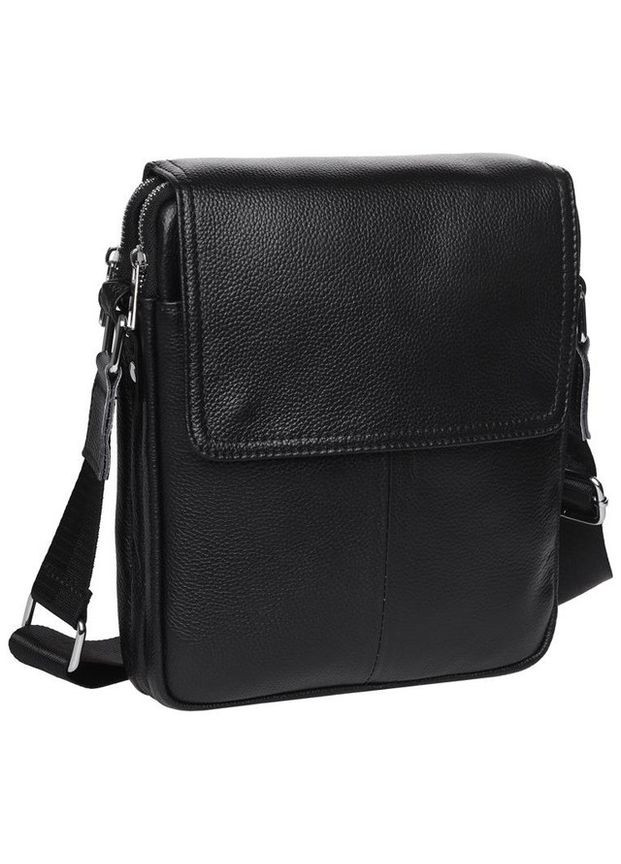 Сумка планшет через плече для документів та для телефону чоловіча з натуральної шкіри середня Чорний 36980 Keizer (353690069)