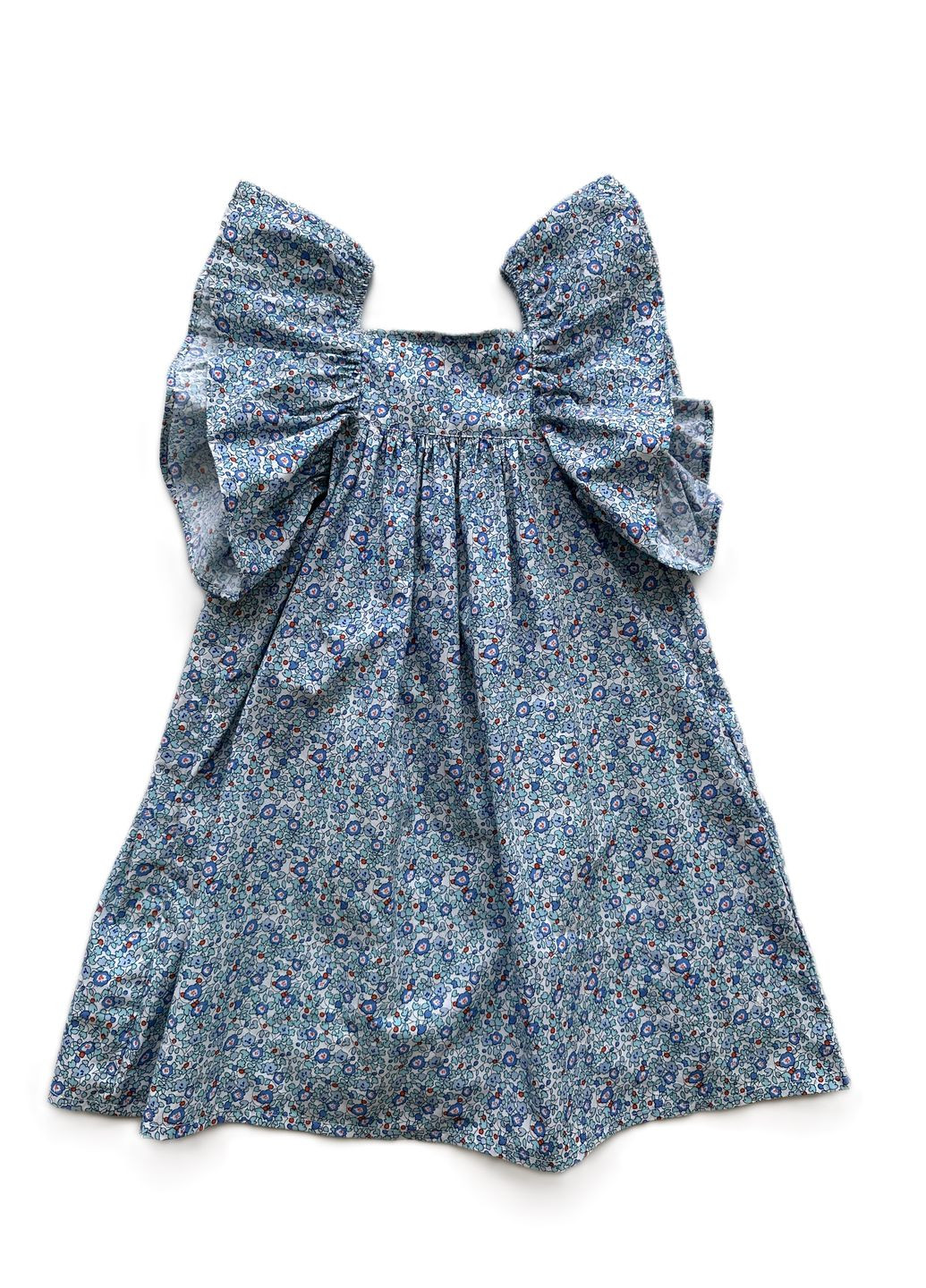 Голубое платье-сарафан хлопковый голубовато-белый 2000-3 (104 см) OVS (292395718)