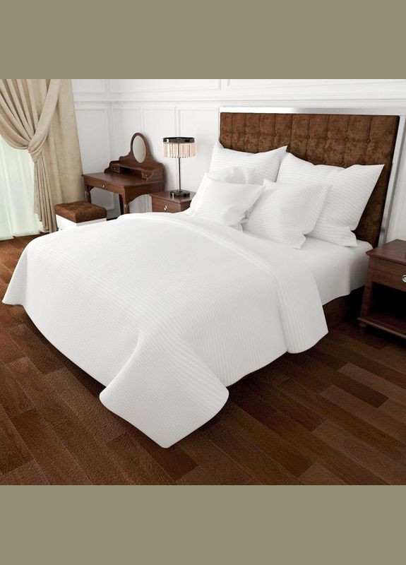 Постільна білизна Білий страйп Полуторна Бязь Люкс MERISET (335051977)