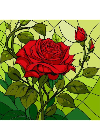 Картина за номерами - Вітраж. Троянда ©art_selena_ua 30х30 см IDEYKA (362203725)