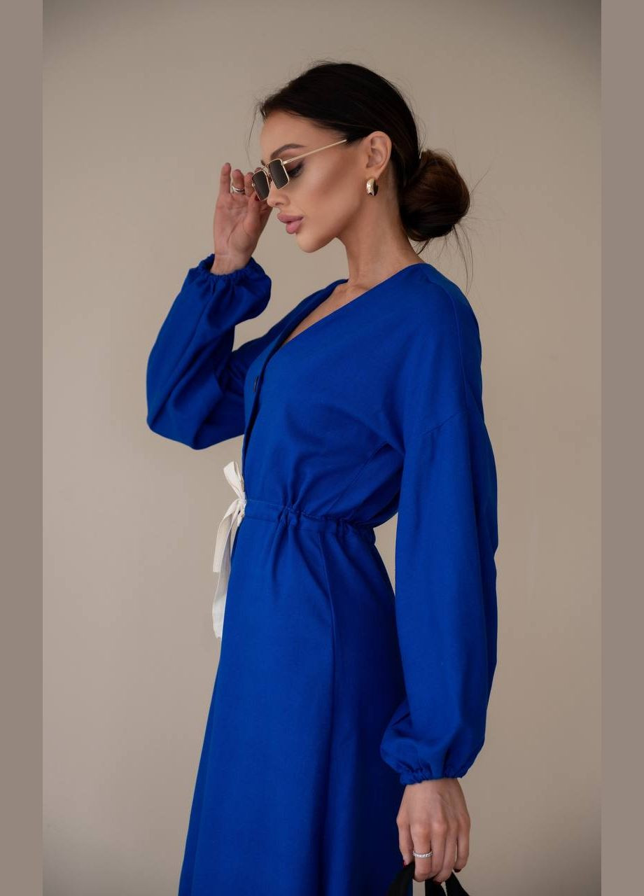 Синя повсякденний жіноча сукня льон No Brand