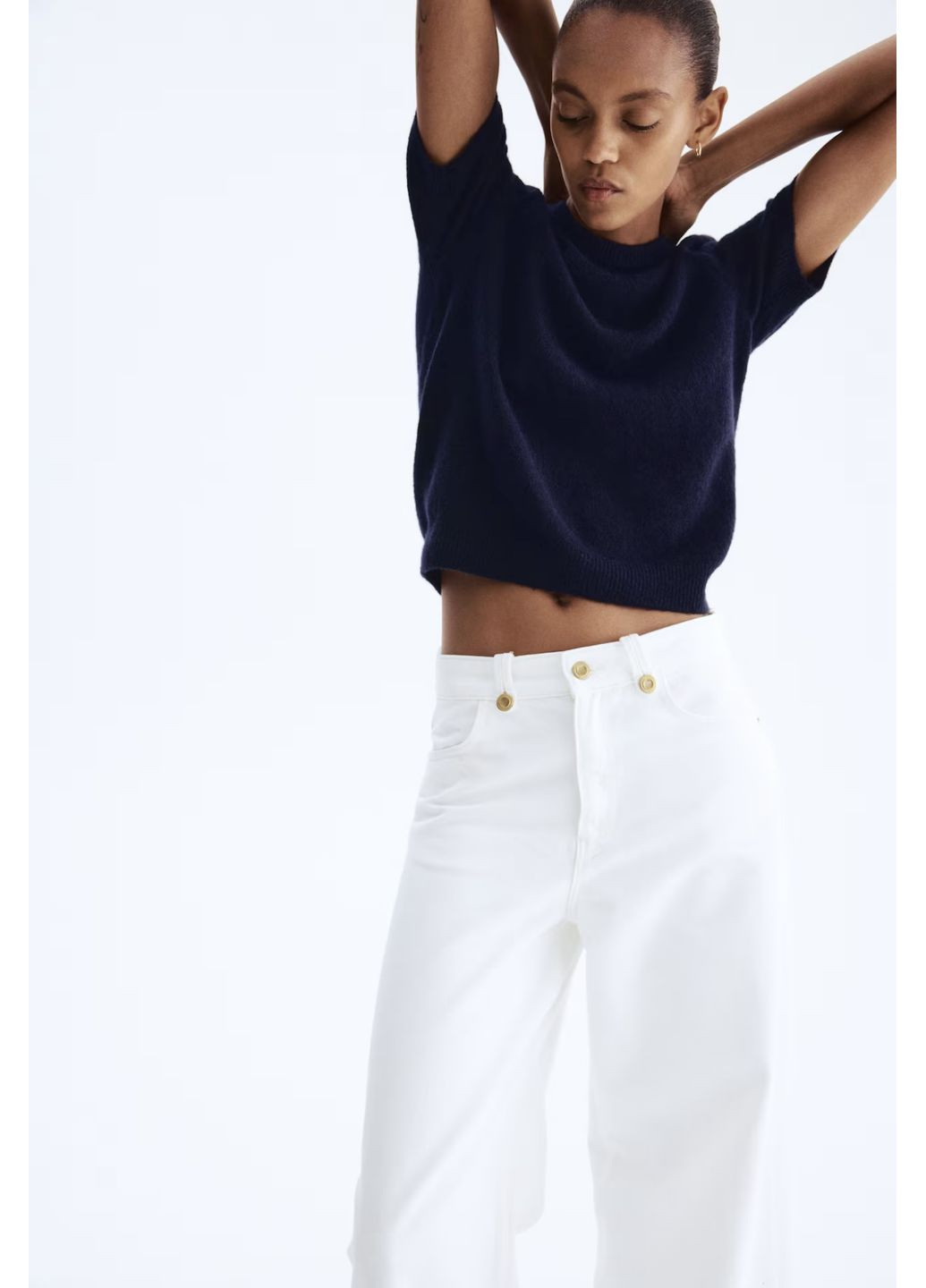 Темно-синий демисезонный свитер с шерстью H&M basic