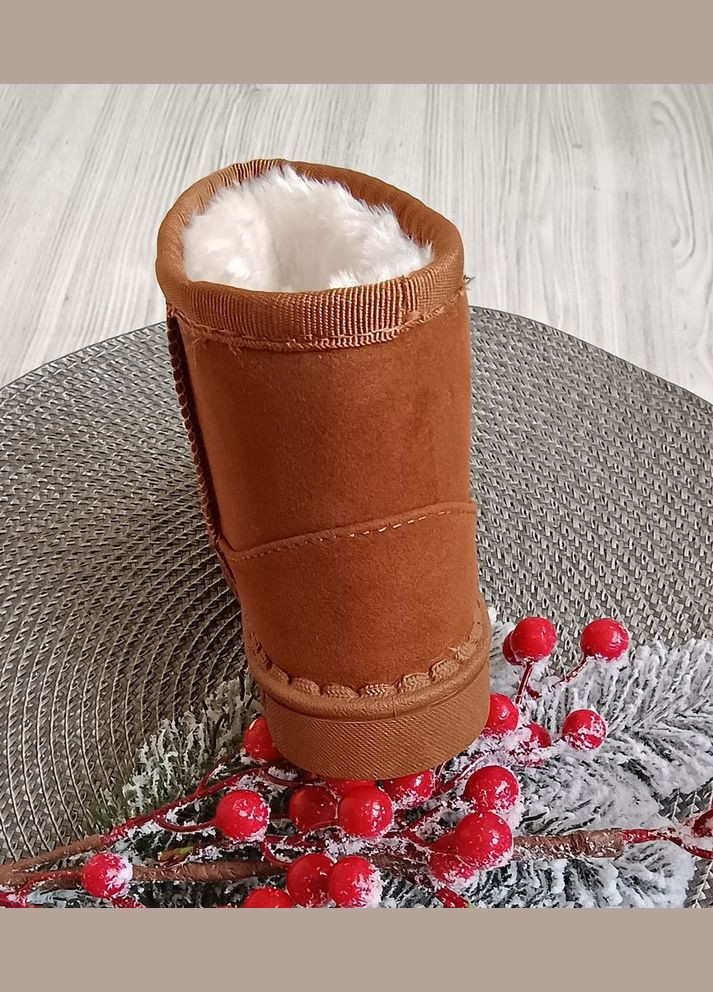 Цветные зимние угги детские змние fn эко-нубук коричневые No Brand