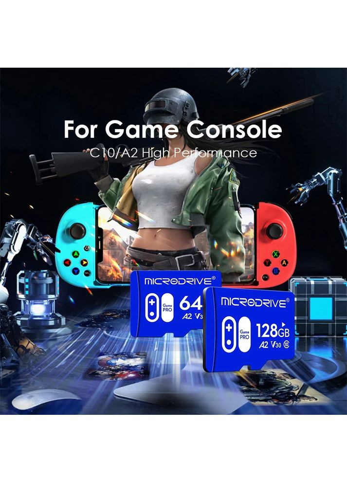 Micro SD карта 64GB Class 10 A2 (U3) – высокоскоростная флешка для смартфона, планшета, экшн-камеры Microdrive (365823007)