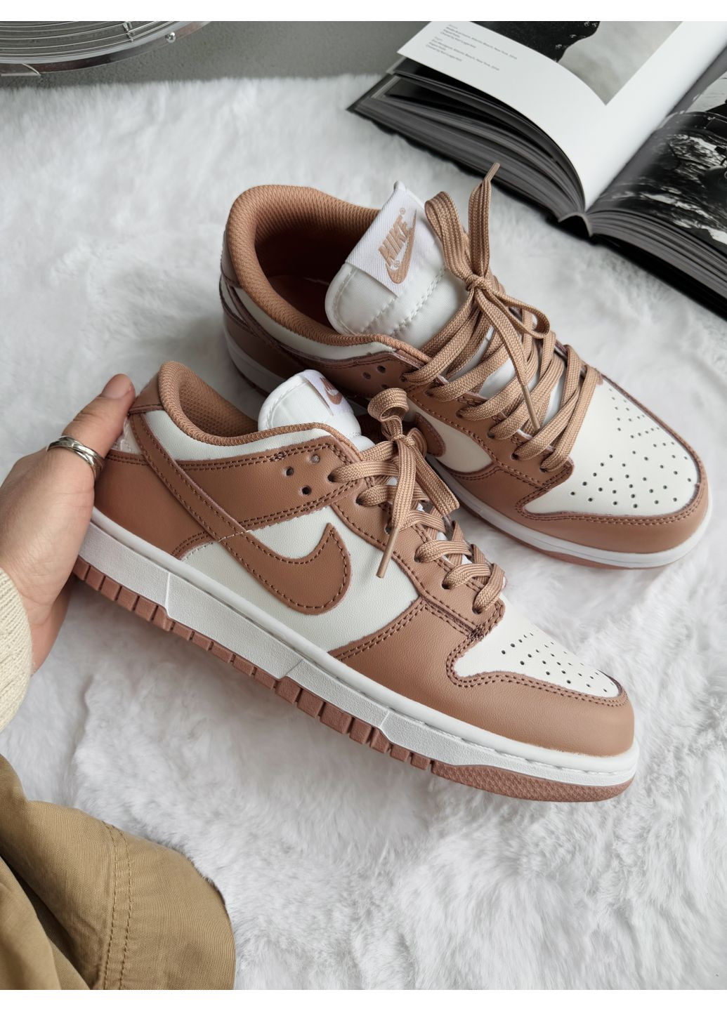 КРОСІВКИ ЖІНОЧІ NIKE SB DUNK BROWN WHITE НАЙК СБ ДАНК No Brand білі демісезони (369393976)