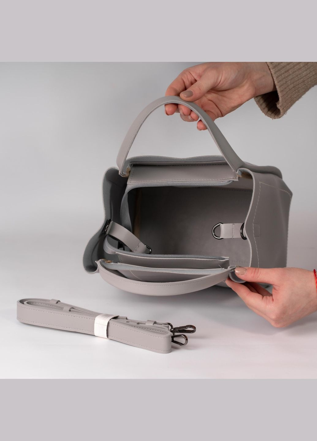 Сумка женская Шопер функциональная серая из экокожи NIUNIU (333594189)