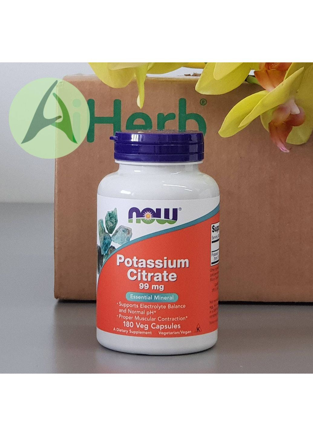 Цитрат калію, 99 мг, 180 капсул Now Foods (361858715)