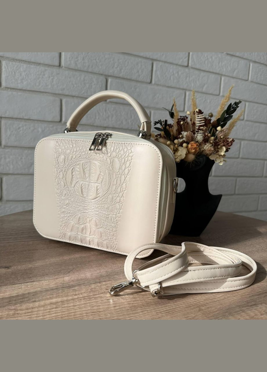 Міні сумочка клатч через плече із еко-шкіри з блискавкою чорна під рептилію (sku_760М) No Brand (330575970)