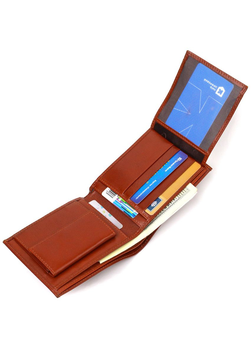 Чоловічий гаманець без застібки горизонтального формату з натуральної гладкої шкіри 21762 Коричневий Canpellini (298571513)