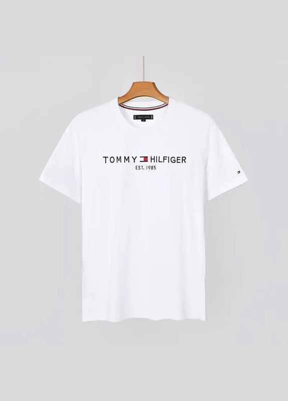 Белая мужская футболка tommy hilfiger белый с коротким рукавом No Brand