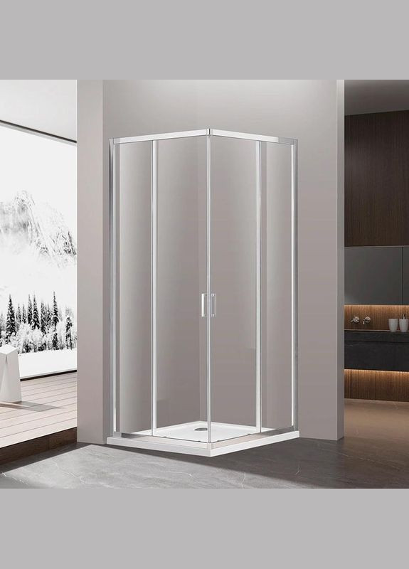 Душова кабіна A-513H, 100х100х195, двері розсувні, скло прозоре Dusel (328596711)