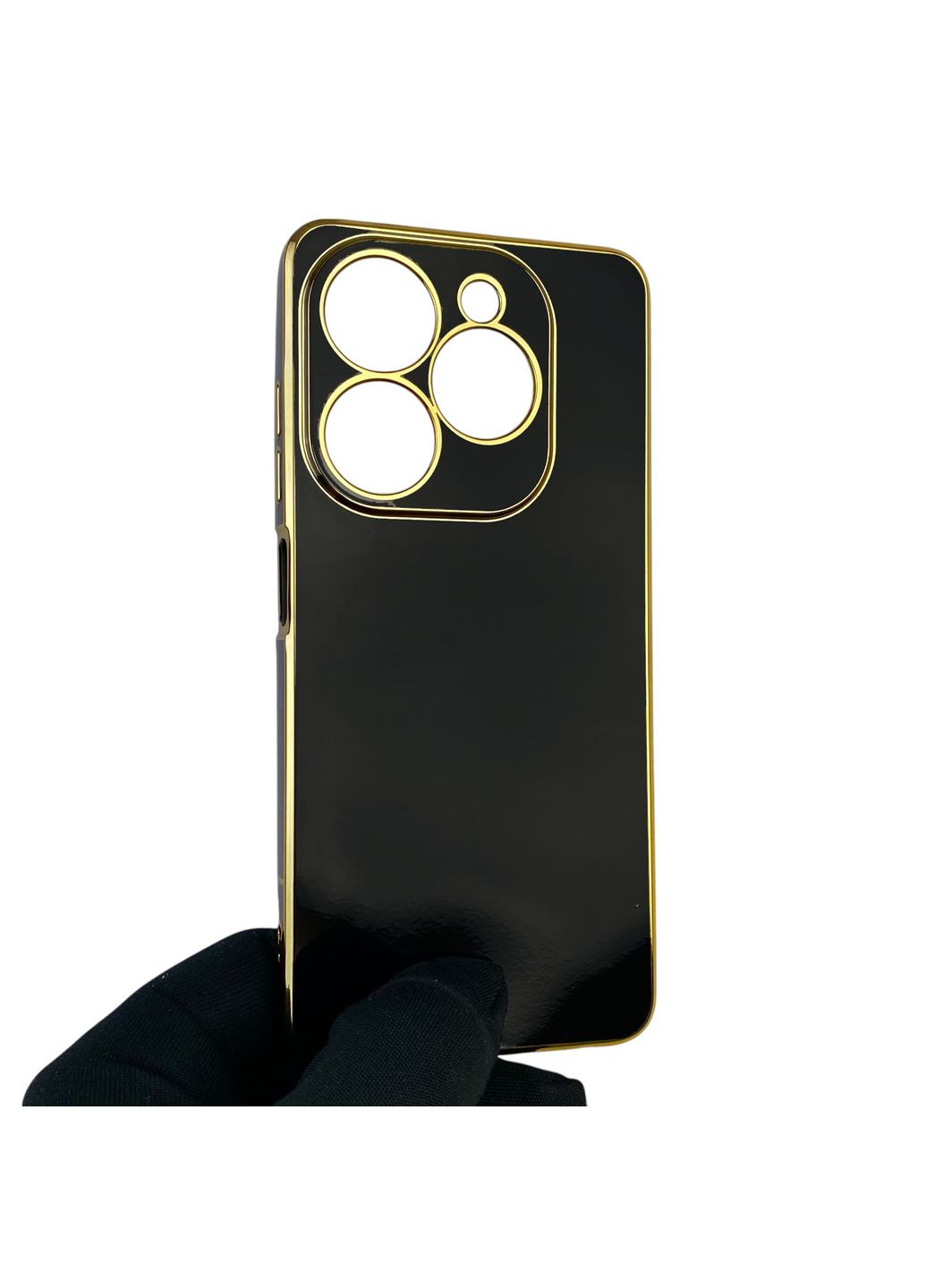 Чехол для Pop 8 BG6h с защитой камеры с золотой окантовкой на техно поп 8 черный gs1 Tecno (366236334)