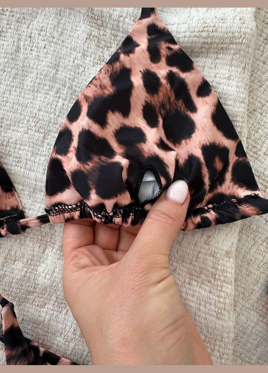 Коричневий літній купальник жіночий роздільний леопардовий роздільний No Brand