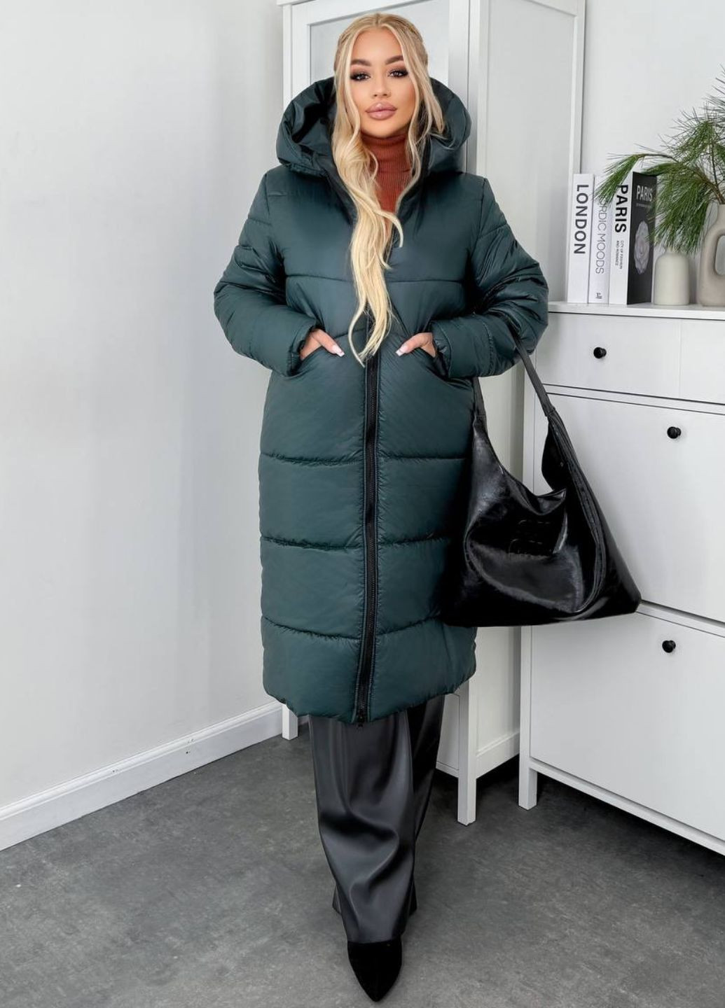 Изумрудная зимняя зимнее пальто на молнии с капюшоном. куртка-пальто Tik-Tak