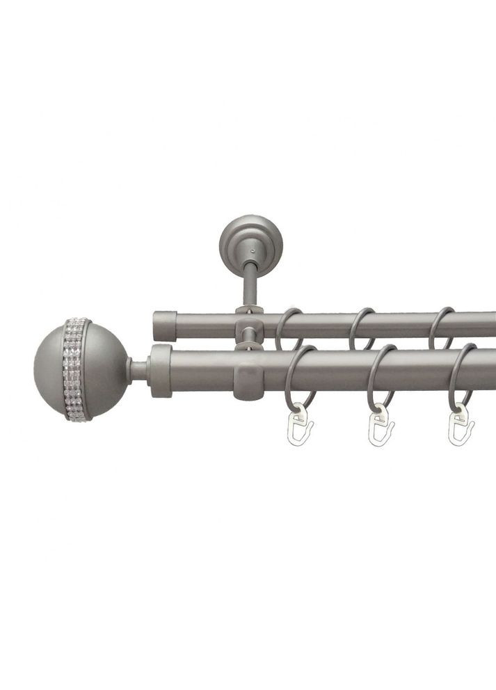 Карниз Авея металевий дворядний відкритий гладка труба Сатин 25\16 мм 160 см (6353139) ORVIT (300799034)