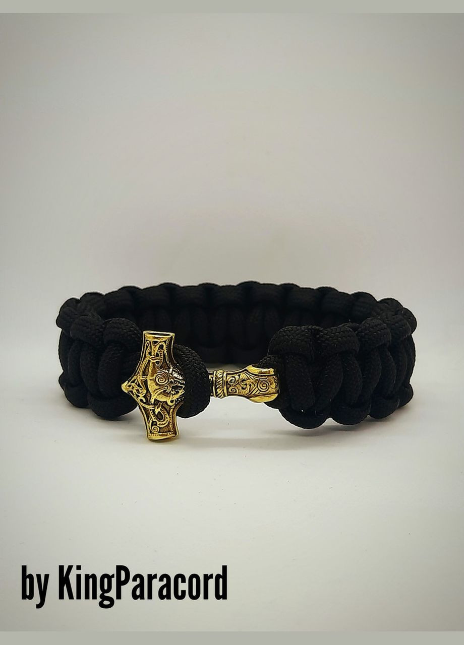 Браслет с Молотом Тора из латуни и паракорда плетения Кобра под заказ + брелок в подарок No Brand (341738669)