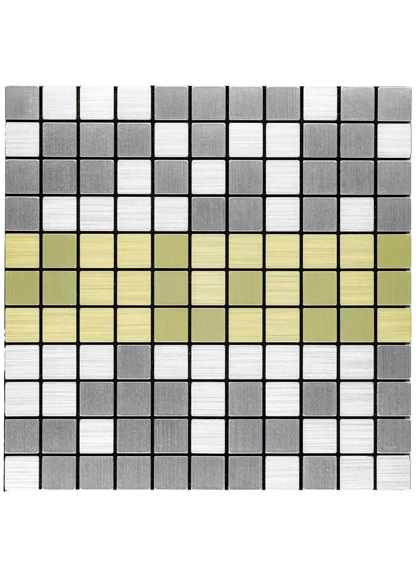 Самоклеящаяся алюминиевая серебряная плитка с золотом мозаика 300х300х3мм SW-00001826 (D) Sticker Wall (292564752)