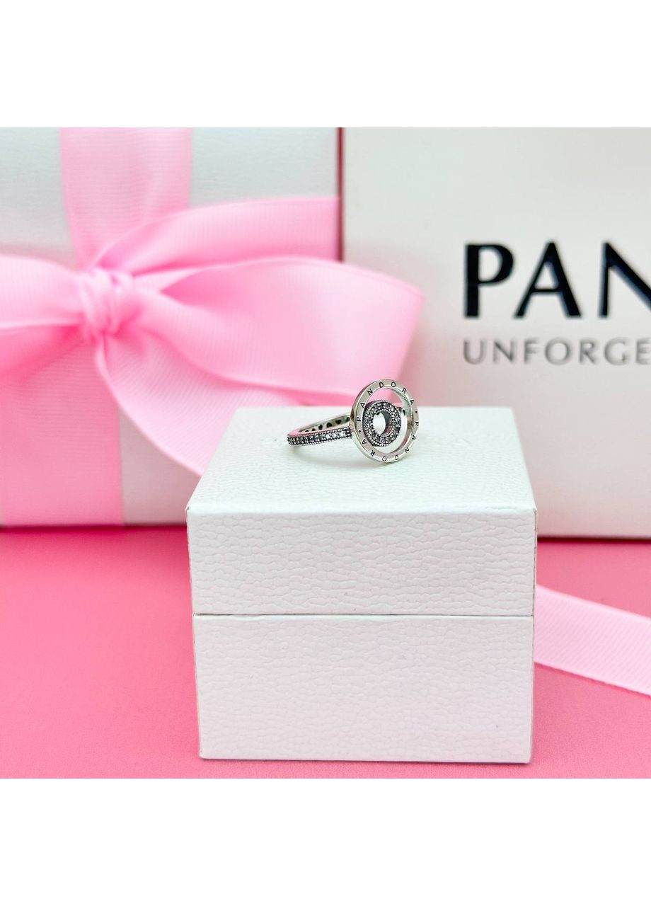 Срібна Каблучка Пандора з логотипом, кільцями та паве 192316C01 Kabluchka (355345243)