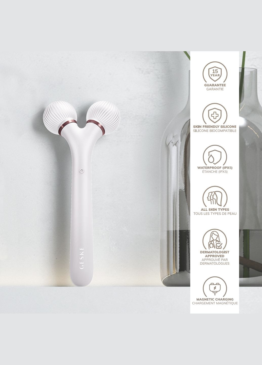 Электронный ультразвуковой ролик для лица Sonic Facial Roller 4в1 starlight GESKE (341526046)