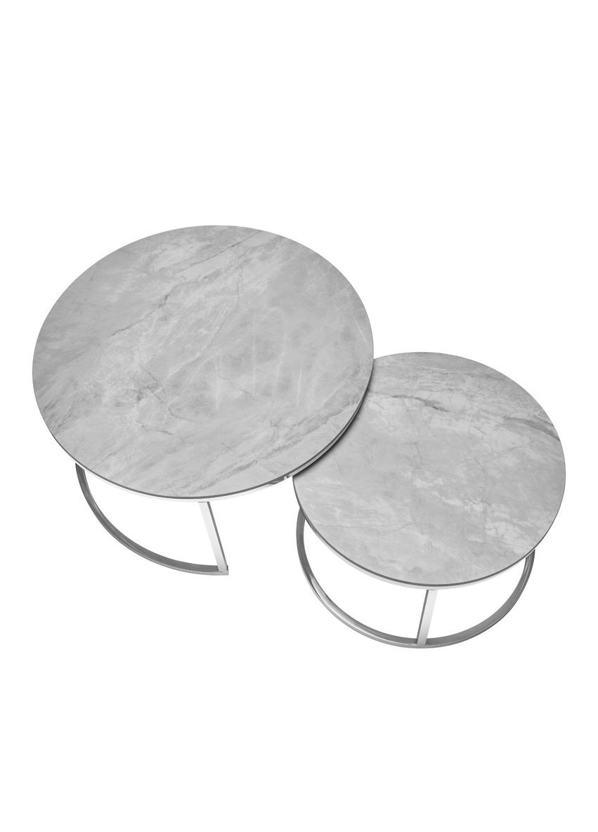 Журнальный столик ALABAMA B глянец эф.мрамора/серебряный (к-кт) Intarsio (372178402)