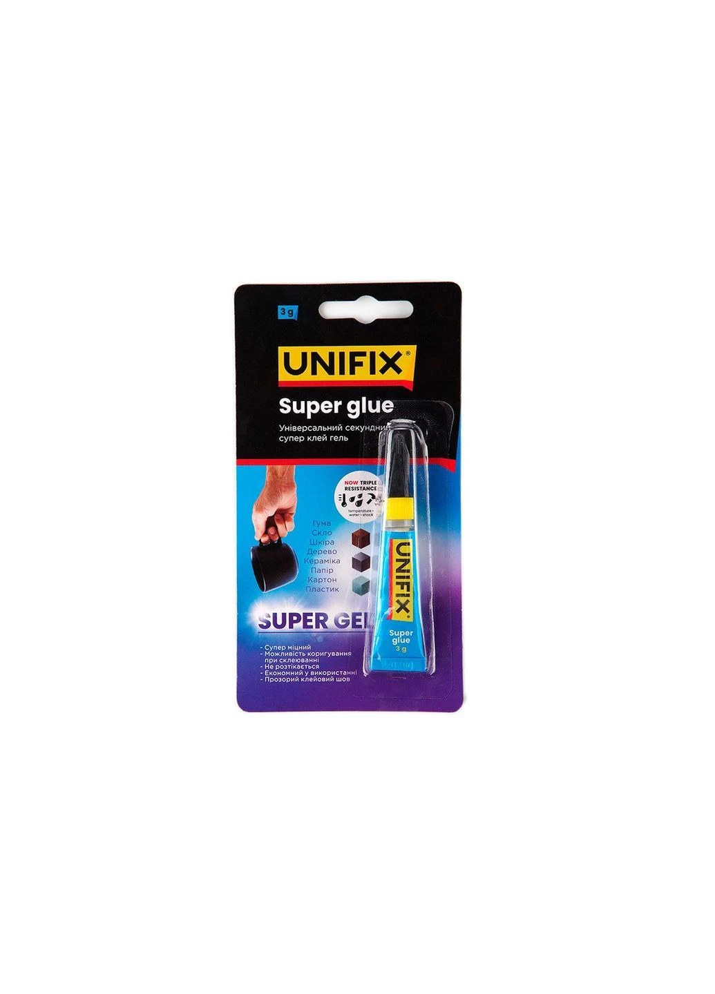Супер клей универсальный секундный для быстрого склеивания Unifix 3г гель Apro (386737837)