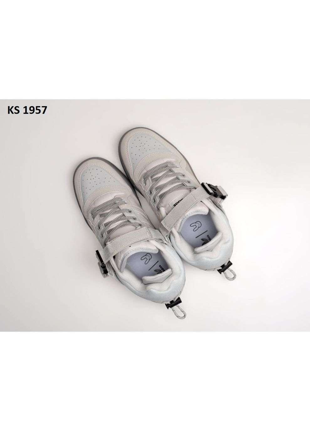 Серые демисезонные кроссовки мужские adidas bad bunny x forum low gray адидас бед банни форум No Brand
