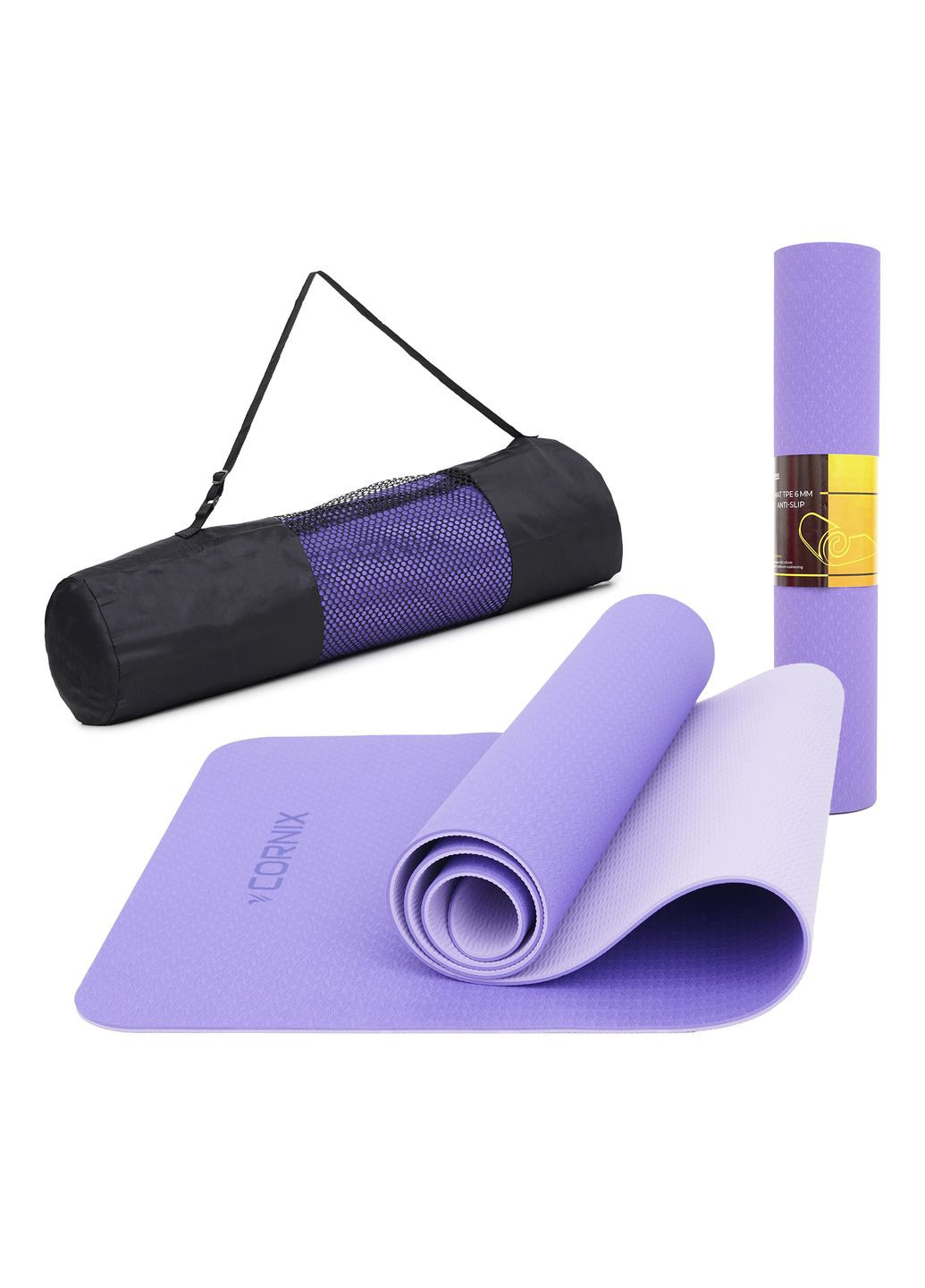 Коврик спортивный TPE 183 x 61 x 0.6 cм для йоги и фитнеса XR0004 Violet/Purple Cornix xr-0004 (275654224)