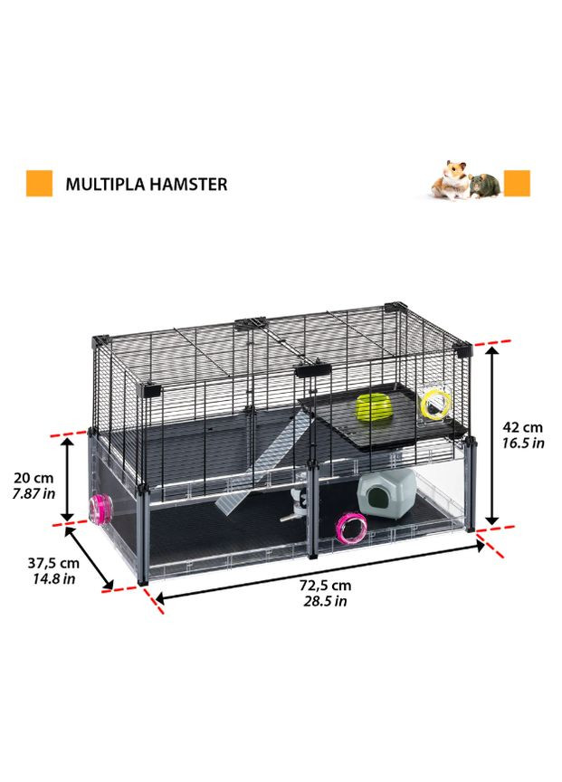 Модульна клітка для гризунів з аксесуарами Multipla Hamster Nera Gabbia 72,5*37,5*42 см 57007217 Ferplast (284282863)