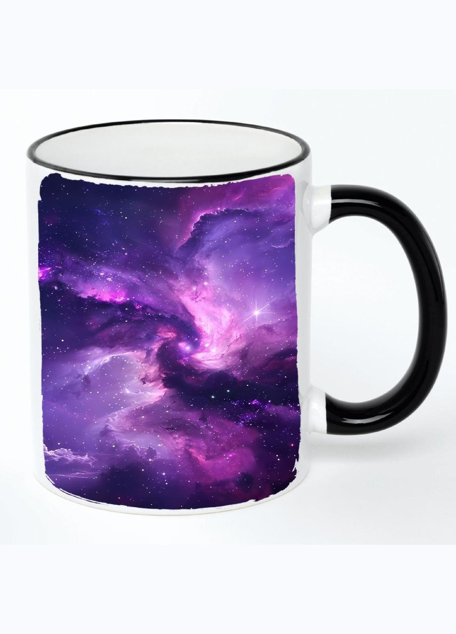 Чашка Космос (кухоль, кружка) #028 Біла з чорною ручкою 330 мл No Brand (322713115)