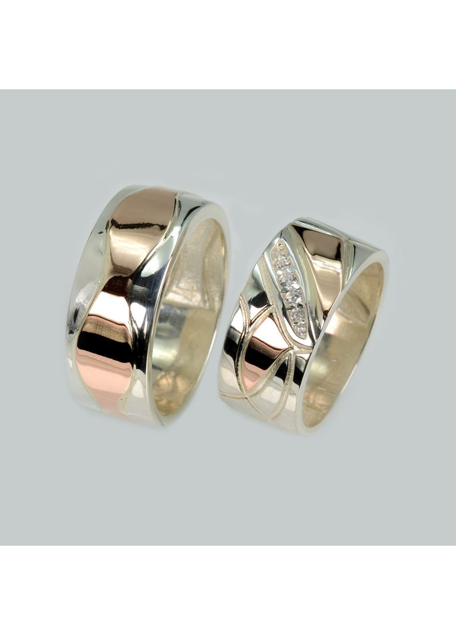 Пара срібних обручок з золотом Silver Style (367112996)