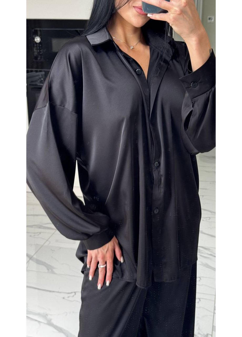 Женский шелковый костюм oversize: рубашка+брюки+платок Україна (353492757)