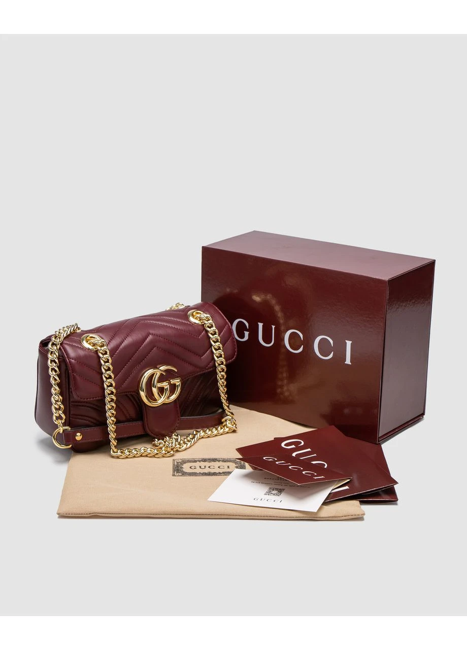 Сумка Gucci Marmont Shoulder Bag Burgundy, Gold Hardware Гучі (377176664)